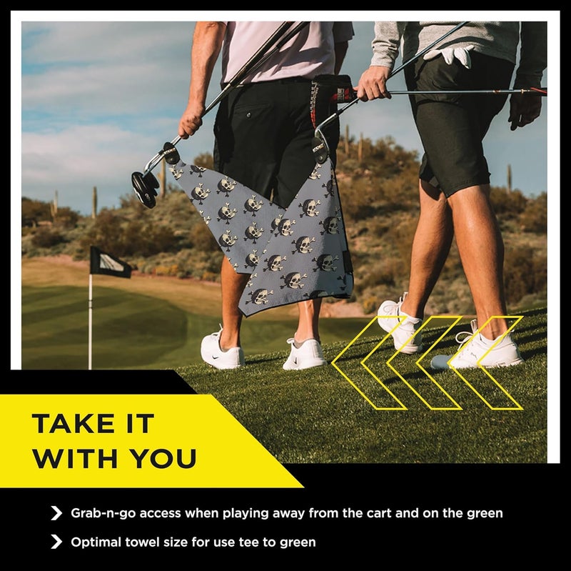Stick It The Original Magnetic Golf Towel with Gray Skulls | Top-Tier Microfiber Golf Towel with Deep Waffle Pockets | Industrial Strength Magnet for Strong Hold to Golf Carts or Clubs - Image 3